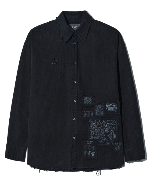 ULKIN（ウルキン）の「[ディズニー] オーバーサイズ パッチワークシャツ_ブラック（シャツ/ブラウス・レディース・ブラック・FREE）」の2枚目の写真