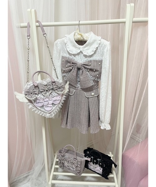 Ank Rouge（アンクルージュ）の「【痛バ】キラキラツイードの天使のハート痛バ（ショルダーバッグ・レディース・ピンク/ブラック・FREE）」の5枚目の写真