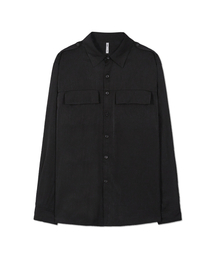 ニュートラルシルキー レーヨン ミリタリーシャツ BLACK
