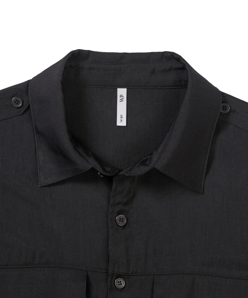 WEST GRAND BOULEVARD（ウエストグランドブルバード）の「ニュートラルシルキー レーヨン ミリタリーシャツ BLACK（シャツ/ブラウス・メンズ・その他・MEDIUM/LARGE）」の5枚目の写真