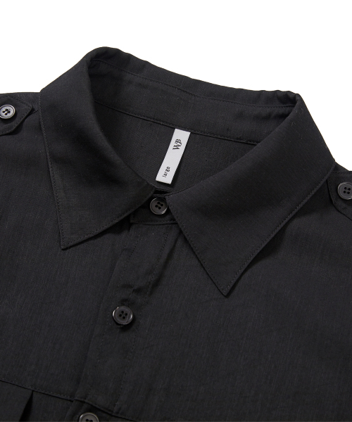 WEST GRAND BOULEVARD（ウエストグランドブルバード）の「ニュートラルシルキー レーヨン ミリタリーシャツ BLACK（シャツ/ブラウス・メンズ・その他・MEDIUM/LARGE）」の6枚目の写真