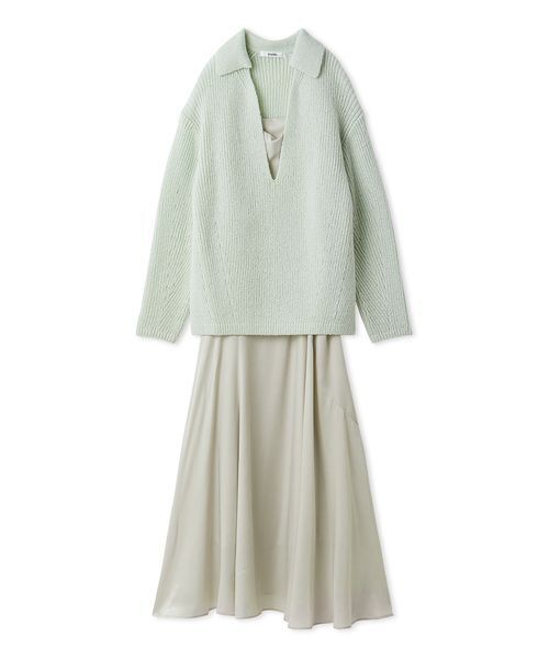 SNIDEL（スナイデル）の「キーネックニットセットキャミワンピース（ワンピース・レディース・グレー/アイボリー/ミント・0/1）」の3枚目の写真