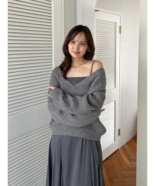 SNIDEL（スナイデル）の「キーネックニットセットキャミワンピース（ワンピース・レディース・グレー/アイボリー/ミント・0/1）」の4枚目の写真