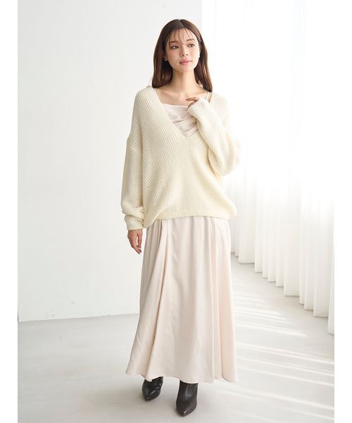 SNIDEL（スナイデル）の「キーネックニットセットキャミワンピース（ワンピース・レディース・グレー/アイボリー/ミント・0/1）」の6枚目の写真