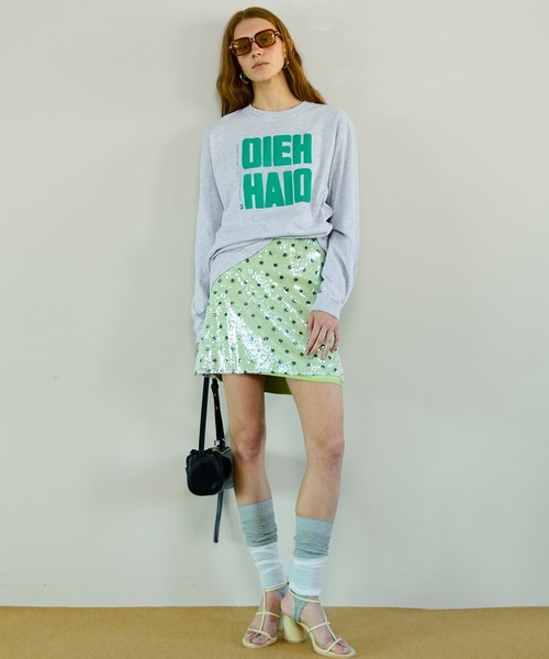 MAISON SPECIAL(メゾンスペシャル)の「Polka Dot Sequin Mini Skirt/ドットスパンコールミニスカート(スカート・レディース・ライム/オレンジ・FREE)」の6枚目の写真