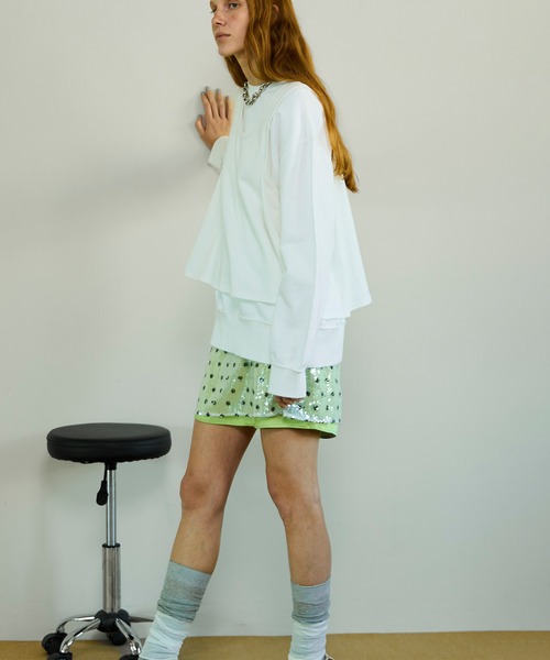 MAISON SPECIAL(メゾンスペシャル)の「Polka Dot Sequin Mini Skirt/ドットスパンコールミニスカート(スカート・レディース・ライム/オレンジ・FREE)」の10枚目の写真