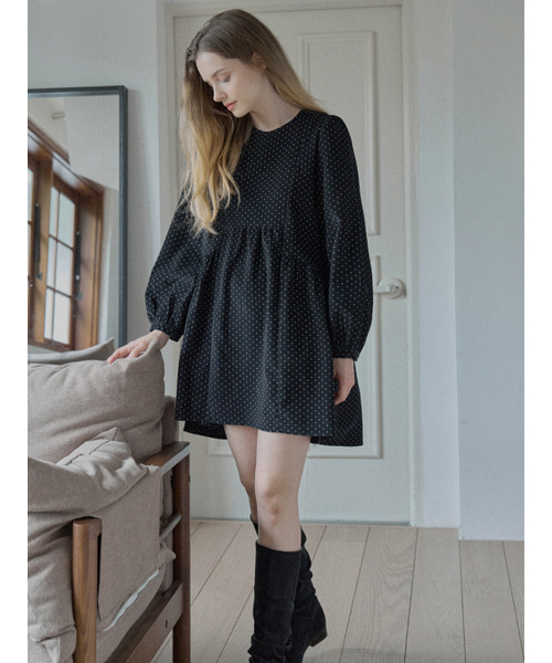 AVANT-G(アバン)の「Dot Corduroy Mini Dress - BLACK(ワンピース・レディース・ブラック/ベージュ・FREE)」の3枚目の写真