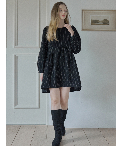 AVANT-G(アバン)の「Dot Corduroy Mini Dress - BLACK(ワンピース・レディース・ブラック/ベージュ・FREE)」の5枚目の写真