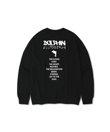 ドルフィンピングリーディンググラフィック長袖Tシャツブラック
