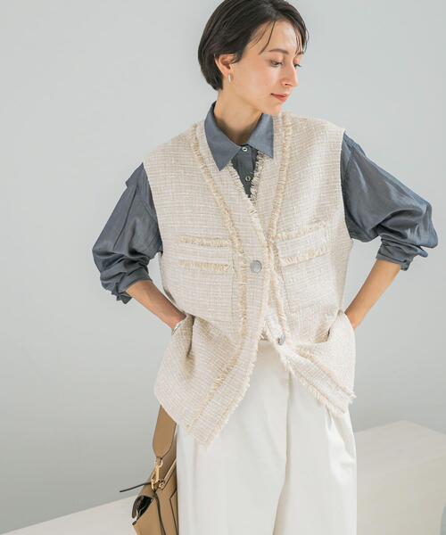 URBAN RESEARCH ROSSO WOMEN（アーバンリサーチ　ロッソ）の「ツイードオーバージレ（ベスト・レディース・ベージュ/ピンク系その他・FREE）」の16枚目の写真