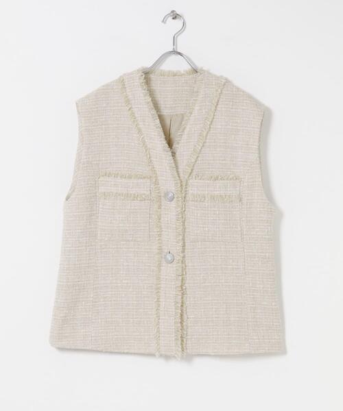 URBAN RESEARCH ROSSO WOMEN（アーバンリサーチ　ロッソ）の「ツイードオーバージレ（ベスト・レディース・ベージュ/ピンク系その他・FREE）」の20枚目の写真