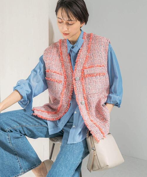 URBAN RESEARCH ROSSO WOMEN（アーバンリサーチ　ロッソ）の「ツイードオーバージレ（ベスト・レディース・ベージュ/ピンク系その他・FREE）」の22枚目の写真