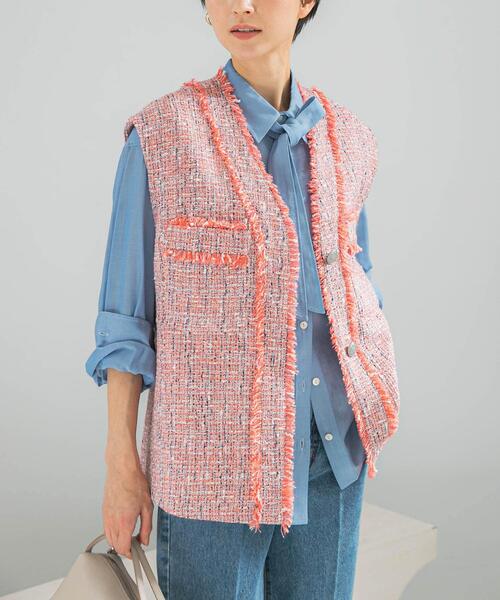 URBAN RESEARCH ROSSO WOMEN（アーバンリサーチ　ロッソ）の「ツイードオーバージレ（ベスト・レディース・ベージュ/ピンク系その他・FREE）」の4枚目の写真