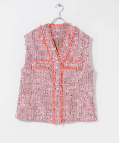 URBAN RESEARCH ROSSO WOMEN（アーバンリサーチ　ロッソ）の「ツイードオーバージレ（ベスト・レディース・ベージュ/ピンク系その他・FREE）」の8枚目の写真