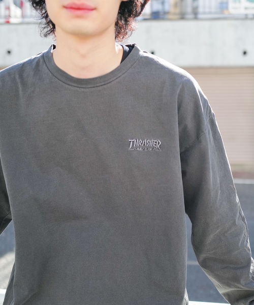 THRASHER（スラッシャー）の「FLAME Pigment L/S T-SHIRTS/THRASHER スラッシャー フレイム ロンT 長袖Tシャツ ピグメント加工（Tシャツ/カットソー・メンズ・チャコールグレー/グレー・MEDIUM/LARGE/X-LARGE）」の11枚目の写真