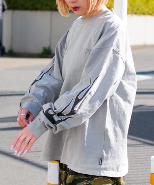 THRASHER（スラッシャー）の「FLAME Pigment L/S T-SHIRTS/THRASHER スラッシャー フレイム ロンT 長袖Tシャツ ピグメント加工（Tシャツ/カットソー・メンズ・チャコールグレー/グレー・MEDIUM/LARGE/X-LARGE）」の17枚目の写真