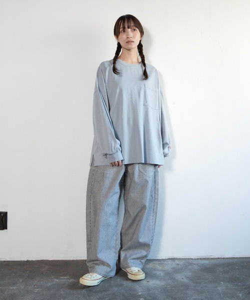 URCH RNA(アーチ アールエヌエー)の「M2587 襟柄編みのBITロンT(Tシャツ/カットソー・レディース・ブルーグレー/オフホワイト/ブラック・FREE)」の21枚目の写真