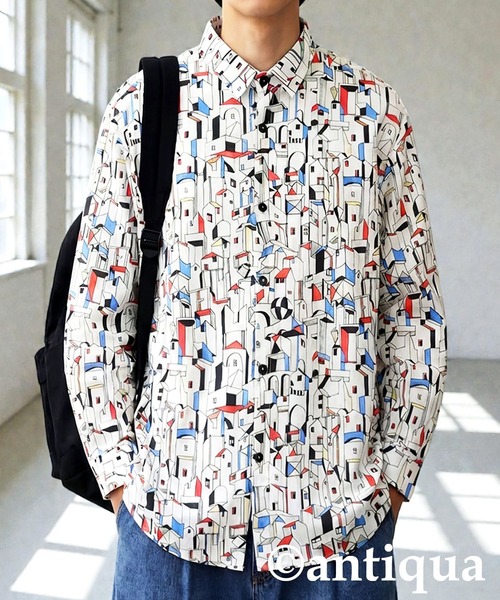 antiqua(アンティカ)の「街柄 プリント シャツ(シャツ/ブラウス・レディース・ホワイト・ONESIZE)」の13枚目の写真