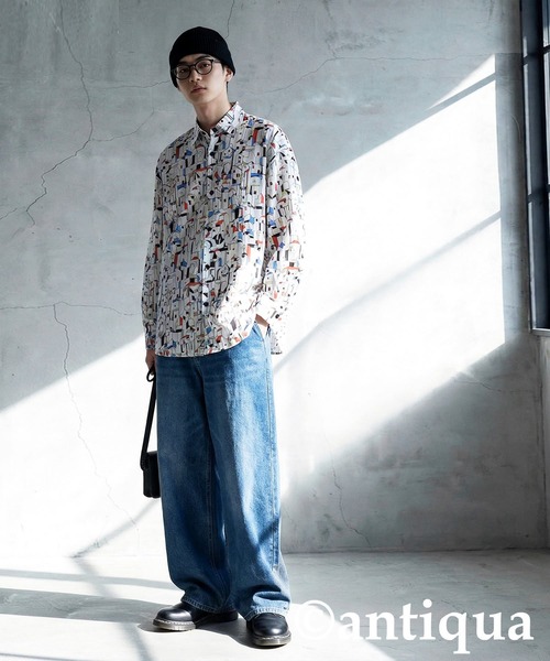 antiqua(アンティカ)の「街柄 プリント シャツ(シャツ/ブラウス・レディース・ホワイト・ONESIZE)」の14枚目の写真