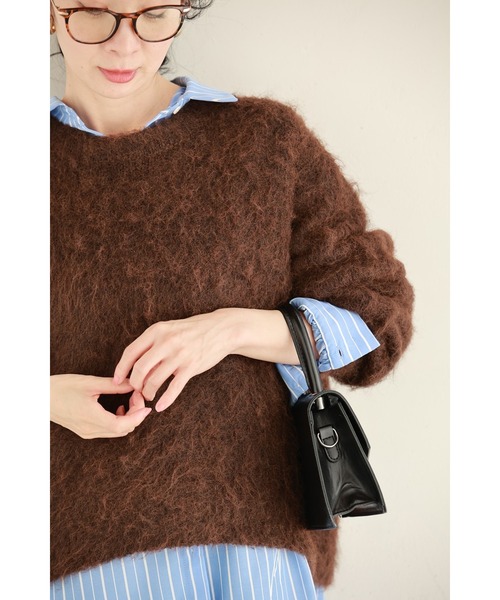 もっちりふわふわモヘア風ニットプルオーバートップス