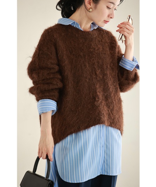 cawaii(カワイイ)の「もっちりふわふわモヘア風ニットプルオーバートップス(ニット/セーター・レディース・ブラウン・FREE)」の2枚目の写真