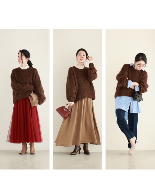 cawaii(カワイイ)の「もっちりふわふわモヘア風ニットプルオーバートップス(ニット/セーター・レディース・ブラウン・FREE)」の12枚目の写真