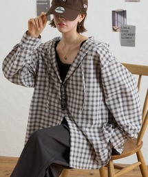 MONO-MART（モノマート）の「【anyway.シリーズ】UV チェック エアリー フード シャツ（シャツ/ブラウス）」