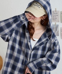 MONO-MART（モノマート）の「【anyway.シリーズ】UV チェック エアリー フード シャツ（シャツ/ブラウス）」