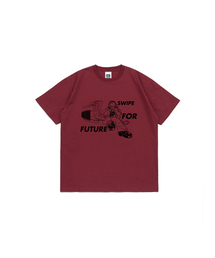 スワイプフォーフューチャー 半袖Tシャツ (バーガンディ)