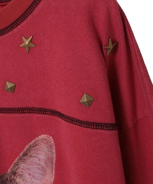 Candy Stripper（キャンディストリッパー）の「ANYTHING CAT PIGMENT トップス（Tシャツ/カットソー・レディース・チャコール/ブラウン/レッド・FREE）」の20枚目の写真