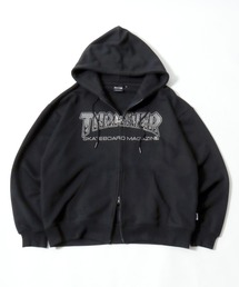 THRASHER(スラッシャー)ダブルジップ スウェットパーカー/選べるロゴデザイン(ラインストーン・アップリケ・ファーロゴ)/ユニセックス