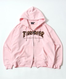 THRASHER（スラッシャー）ダブルジップ スウェットパーカー/選べるロゴデザイン（ラインストーン・アップリケ・ファーロゴ）/ユニセックス
