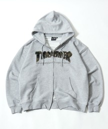 THRASHER | THRASHER（スラッシャー）ダブルジップ スウェットパーカー/選べるロゴデザイン（ラインストーン・アップリケ・ファーロゴ）/ユニセックス(パーカー)