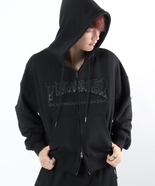 THRASHER ラインストーンパーカー セール】THRASHER（スラッシャー）ダブルジップ スウェットパーカー