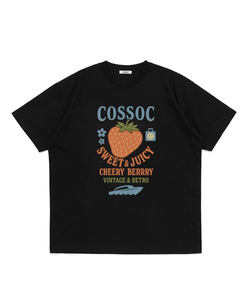 COSO(コソ)の「ジュシ レトロ 半袖Tシャツ (ブラック)(Tシャツ/カットソー・レディース・ブラック・S/M/L)」の1枚目の写真