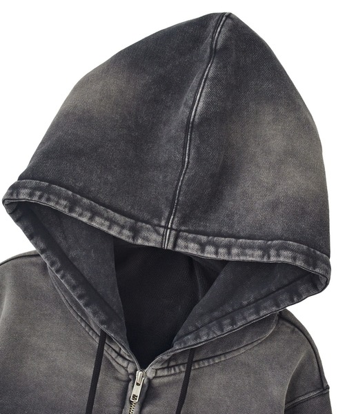 X-girl(エックスガール)の「FACE LABEL WASHED COMPACT ZIP UP SWEAT HOODIE(パーカー・レディース・ブラック/ライトブルー/ピンク・S/M)」の7枚目の写真