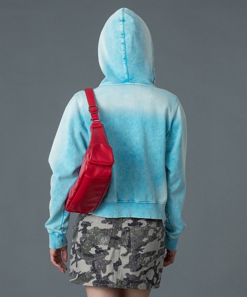 X-girl(エックスガール)の「FACE LABEL WASHED COMPACT ZIP UP SWEAT HOODIE(パーカー・レディース・ブラック/ライトブルー/ピンク・S/M)」の15枚目の写真