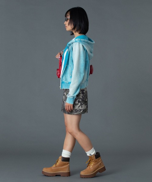 X-girl(エックスガール)の「FACE LABEL WASHED COMPACT ZIP UP SWEAT HOODIE(パーカー・レディース・ブラック/ライトブルー/ピンク・S/M)」の22枚目の写真