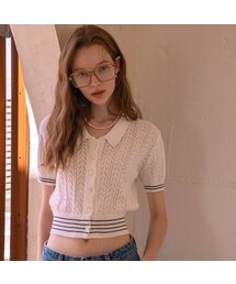 A3423 Parisienne net cardigan_Ivory