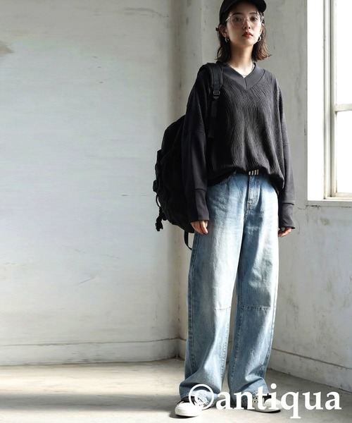 antiqua（アンティカ）の「立体柄 カットソー（Tシャツ/カットソー・レディース・ネイビー/ホワイト/ブラック・ONESIZE）」の13枚目の写真
