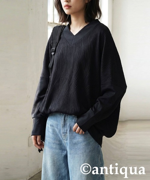 antiqua（アンティカ）の「立体柄 カットソー（Tシャツ/カットソー・レディース・ネイビー/ホワイト/ブラック・ONESIZE）」の14枚目の写真