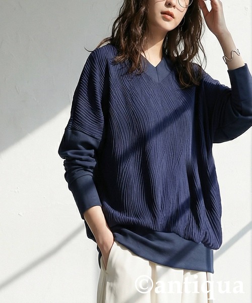 antiqua（アンティカ）の「立体柄 カットソー（Tシャツ/カットソー・レディース・ネイビー/ホワイト/ブラック・ONESIZE）」の15枚目の写真