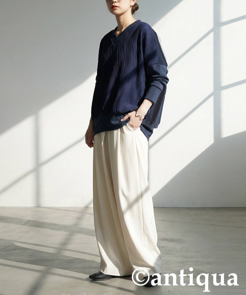 antiqua（アンティカ）の「立体柄 カットソー（Tシャツ/カットソー・レディース・ネイビー/ホワイト/ブラック・ONESIZE）」の16枚目の写真