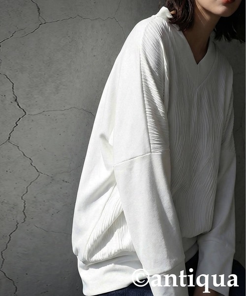 antiqua（アンティカ）の「立体柄 カットソー（Tシャツ/カットソー・レディース・ネイビー/ホワイト/ブラック・ONESIZE）」の7枚目の写真