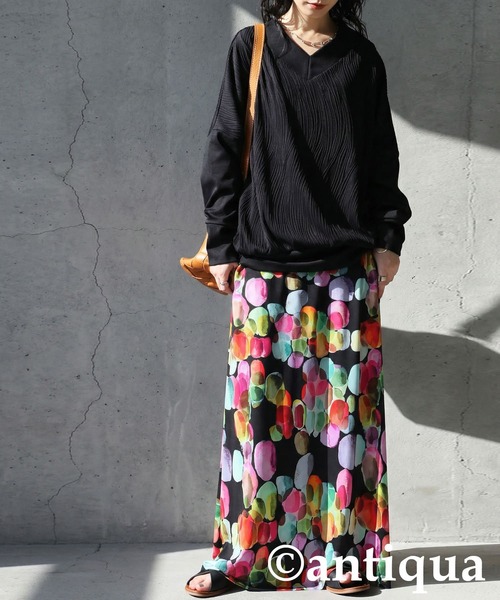 antiqua（アンティカ）の「立体柄 カットソー（Tシャツ/カットソー・レディース・ネイビー/ホワイト/ブラック・ONESIZE）」の9枚目の写真