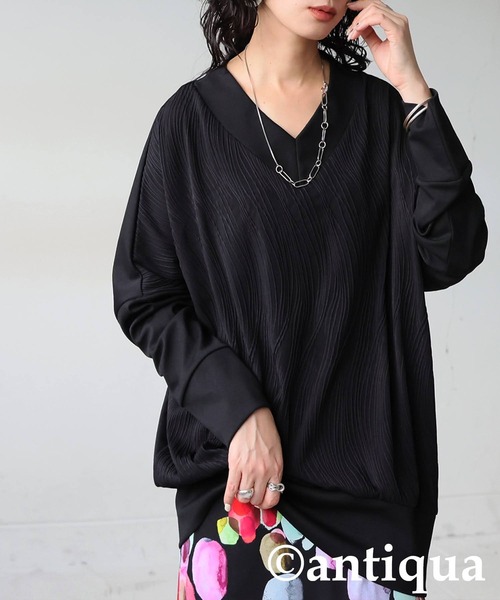 antiqua（アンティカ）の「立体柄 カットソー（Tシャツ/カットソー・レディース・ネイビー/ホワイト/ブラック・ONESIZE）」の10枚目の写真