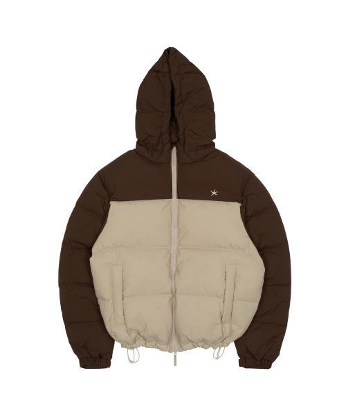 セール】TCM color block puffer jacket (brown)（ダウンジャケット 