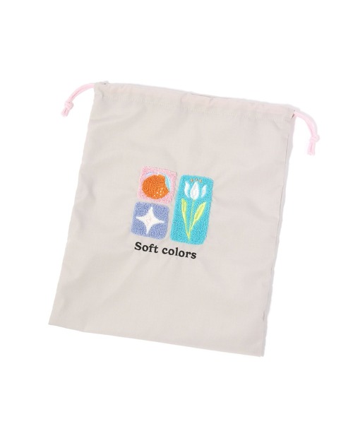 LAKOLE（ラコレ）の「【入園入学にも】[FRUITS AND BLOOM]サガラ刺繍巾着ポーチA /  612309（ステーショナリー・レディース・グレー・FREE）」の4枚目の写真