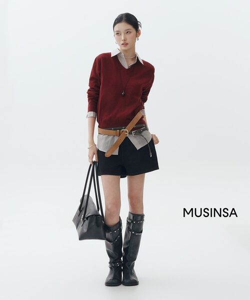 MUSINSA STANDARD WOMAN（ムシンサスタンダードウーマン）の「ウィメンズエッセンシャルVネックニット[バーガンディ]（ニット/セーター・レディース・その他・X-SMALL/SMALL/MEDIUM/LARGE）」の13枚目の写真