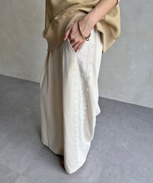 サイドレースタックワイドパンツ